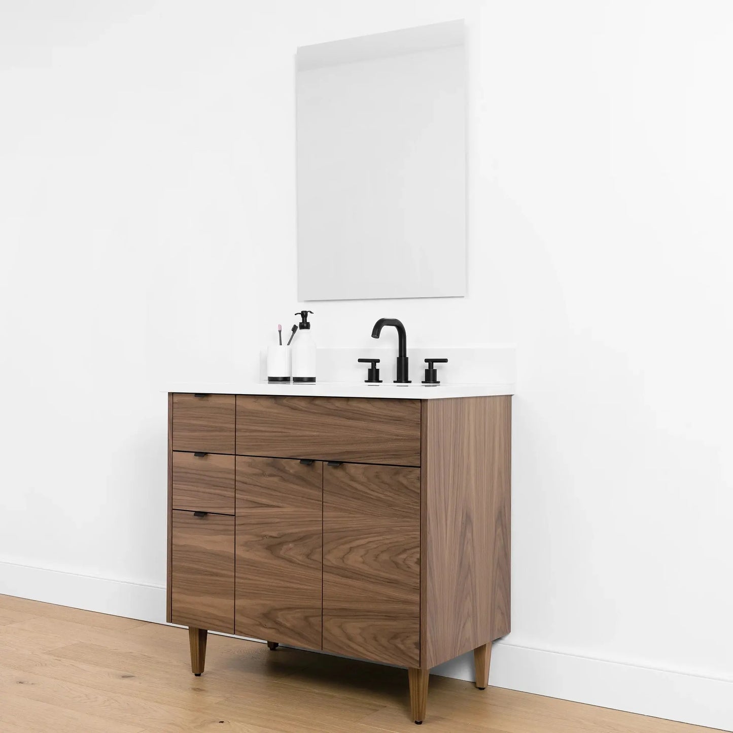 Austin SLIM, 36" Teodor® Modern American Black Walnut Vanity, Right Sink Teodor Bathroom VanityCanada