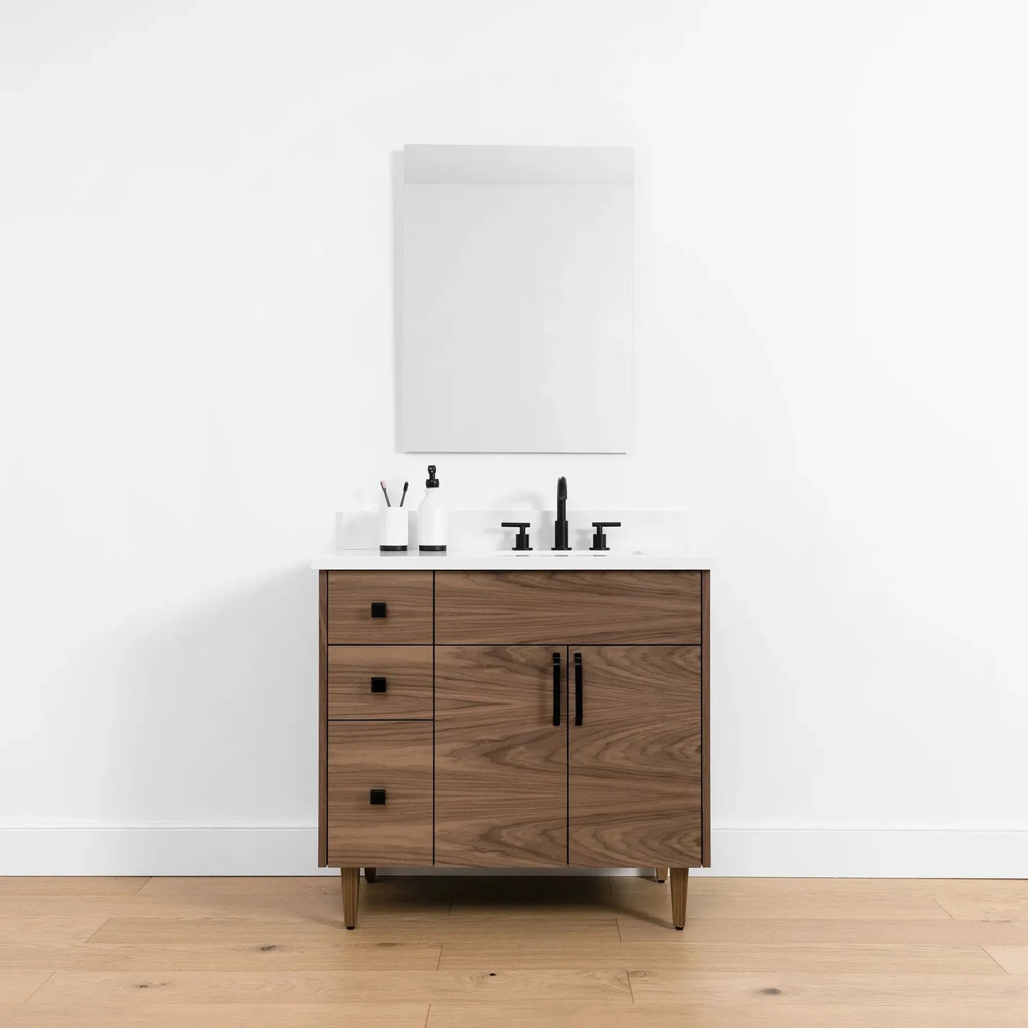 Austin SLIM, 36" Teodor® Modern American Black Walnut Vanity, Right Sink Teodor Bathroom VanityCanada