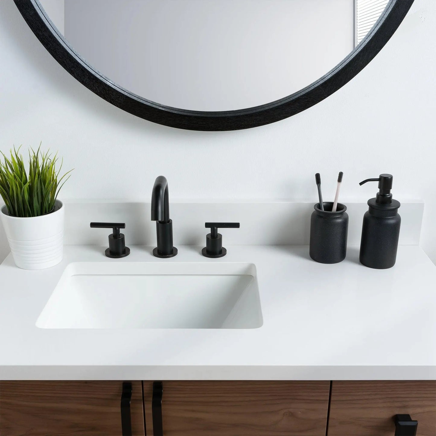 Austin SLIM, 36" Teodor® Modern Wall Mount American Black Walnut Vanity, Left Sink Teodor Bathroom VanityCanada
