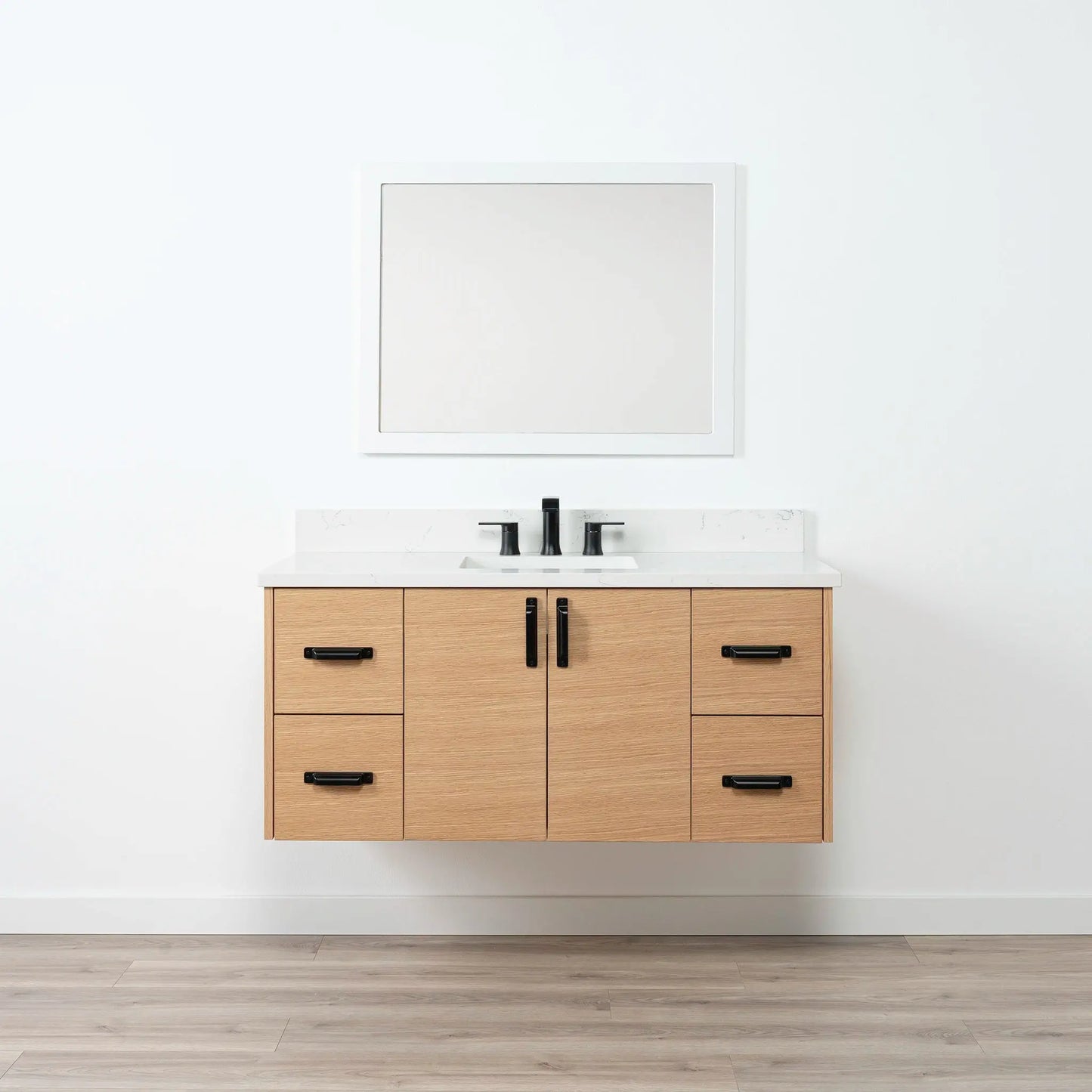 Ashbury SLIM 48" Wall Mount Natural White Oak Bathroom Vanity Teodor Bathroom Vanity Canada