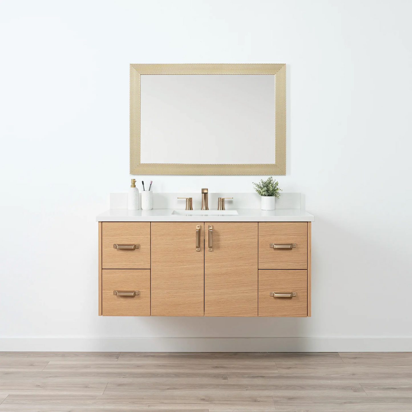 Ashbury SLIM 48" Wall Mount Natural White Oak Bathroom Vanity Teodor Bathroom Vanity Canada