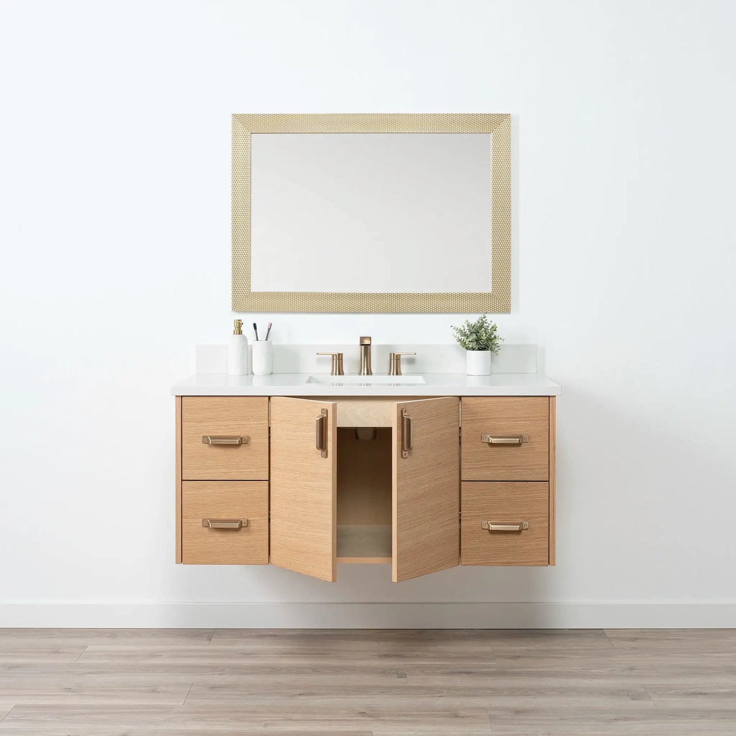 Ashbury SLIM 48" Wall Mount Natural White Oak Bathroom Vanity Teodor Bathroom Vanity Canada