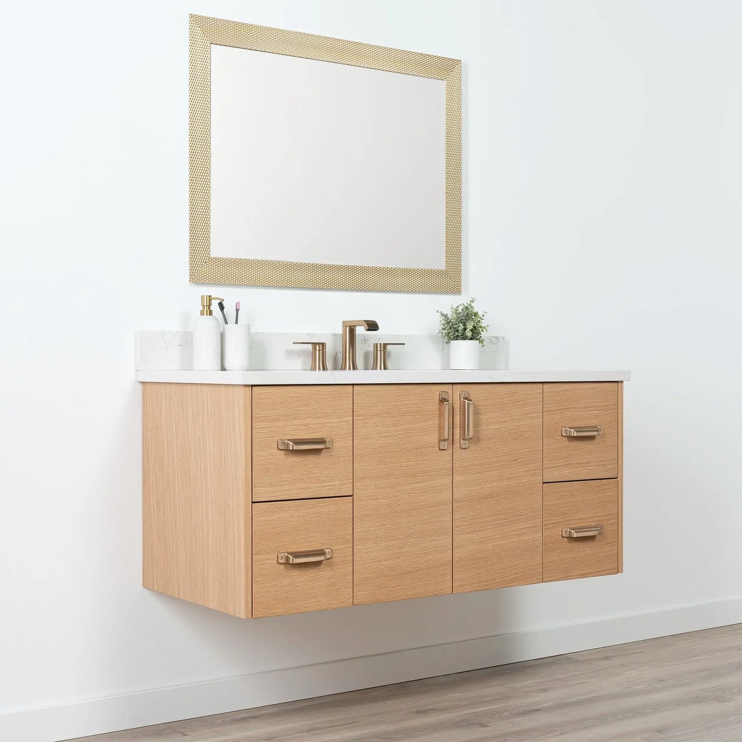 Ashbury SLIM 48" Wall Mount Natural White Oak Bathroom Vanity Teodor Bathroom Vanity Canada