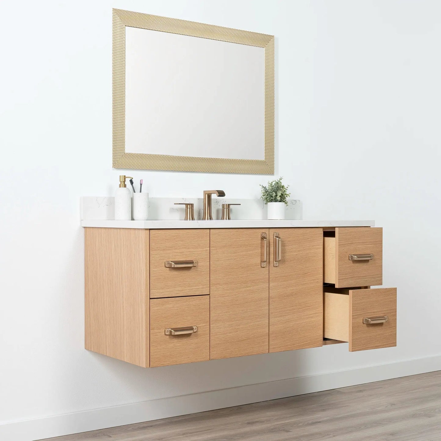 Ashbury SLIM 48" Wall Mount Natural White Oak Bathroom Vanity Teodor Bathroom Vanity Canada
