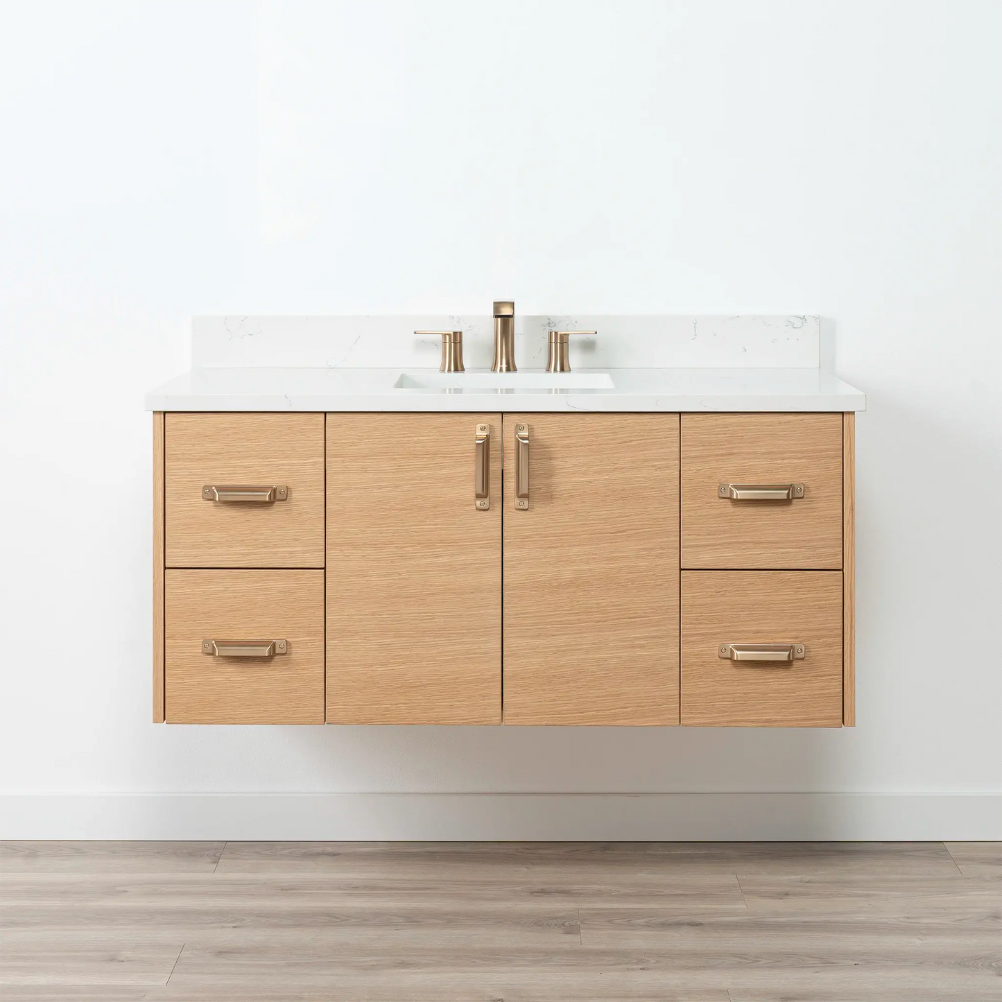Ashbury SLIM 48" Wall Mount Natural White Oak Bathroom Vanity Teodor Bathroom Vanity Canada