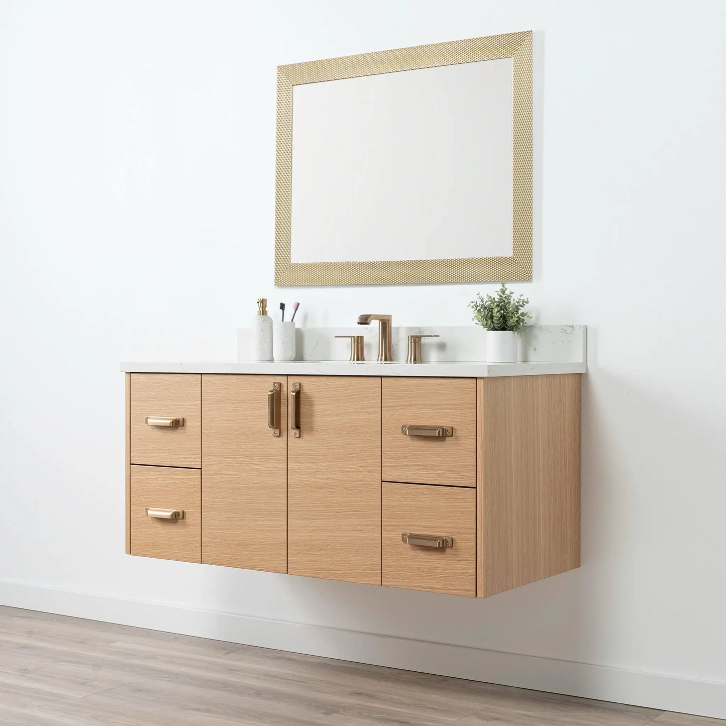 Ashbury SLIM 48" Wall Mount Natural White Oak Bathroom Vanity Teodor Bathroom Vanity Canada