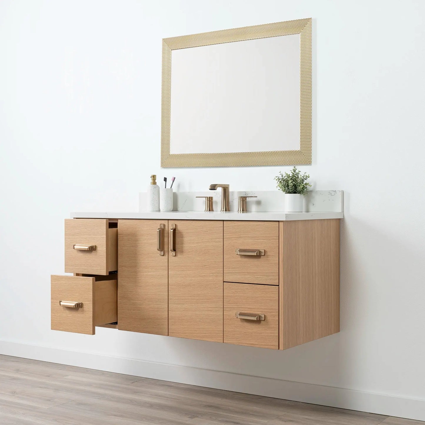 Ashbury SLIM 48" Wall Mount Natural White Oak Bathroom Vanity Teodor Bathroom Vanity Canada