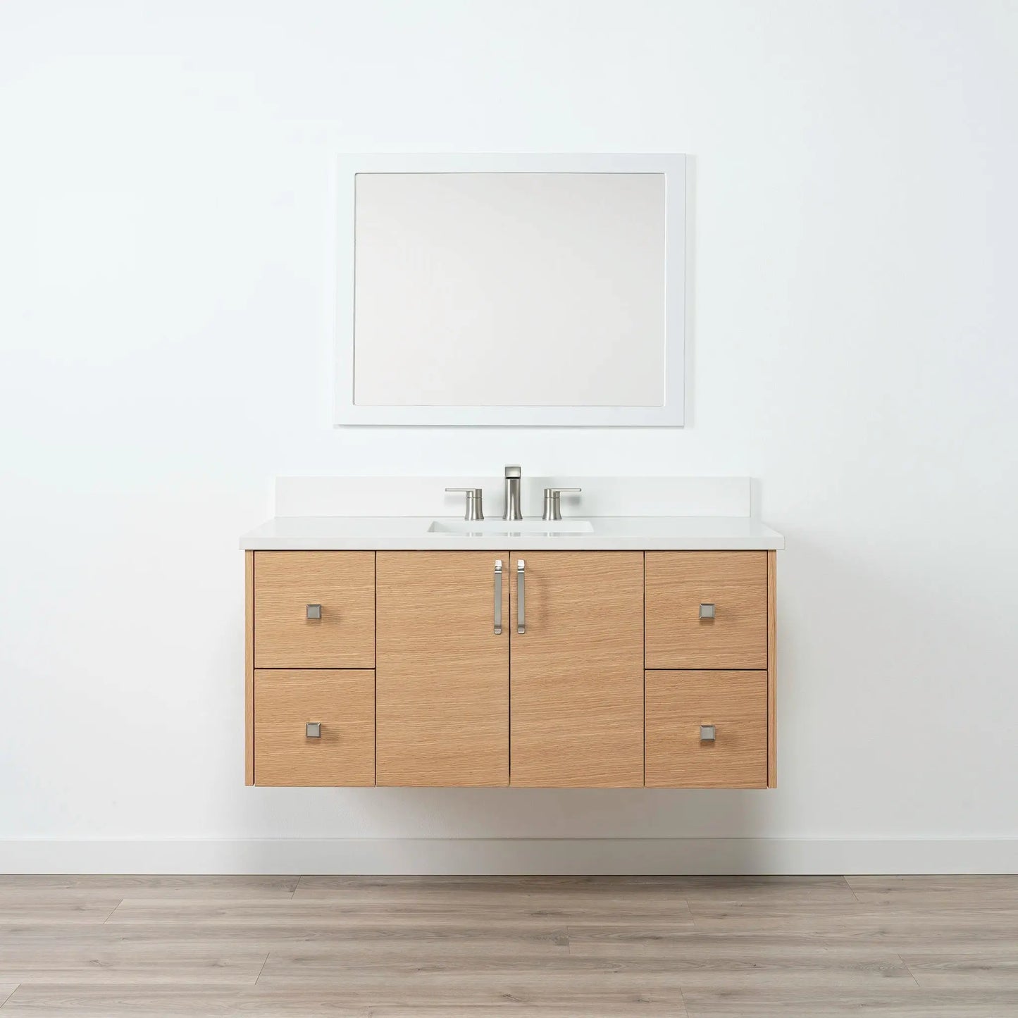 Ashbury SLIM 48" Wall Mount Natural White Oak Bathroom Vanity Teodor Bathroom Vanity Canada