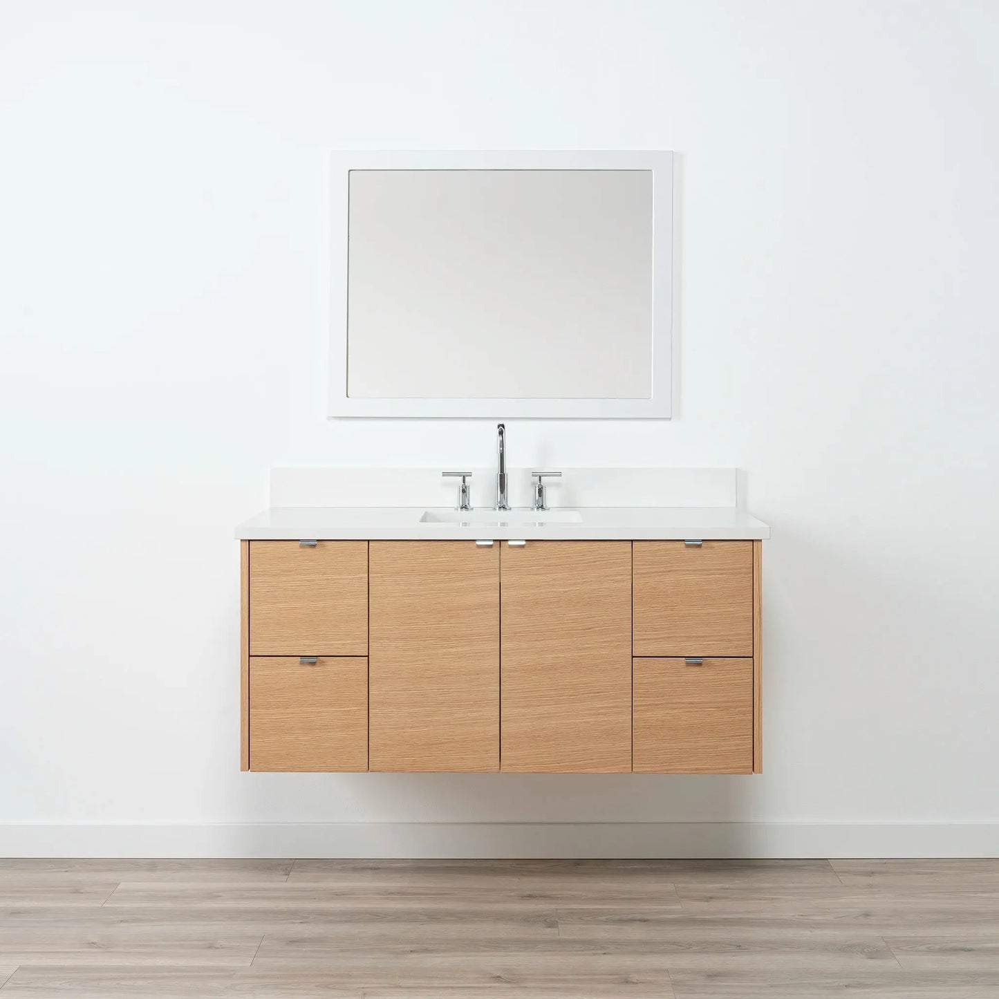 Ashbury SLIM 48" Wall Mount Natural White Oak Bathroom Vanity Teodor Bathroom Vanity Canada
