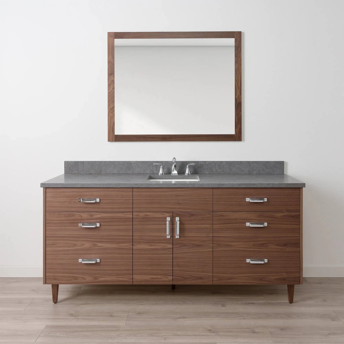 Austin SLIM Stainless 72" American Black Walnut Bathroom Vanity Teodor Bathroom Vanity Canada
