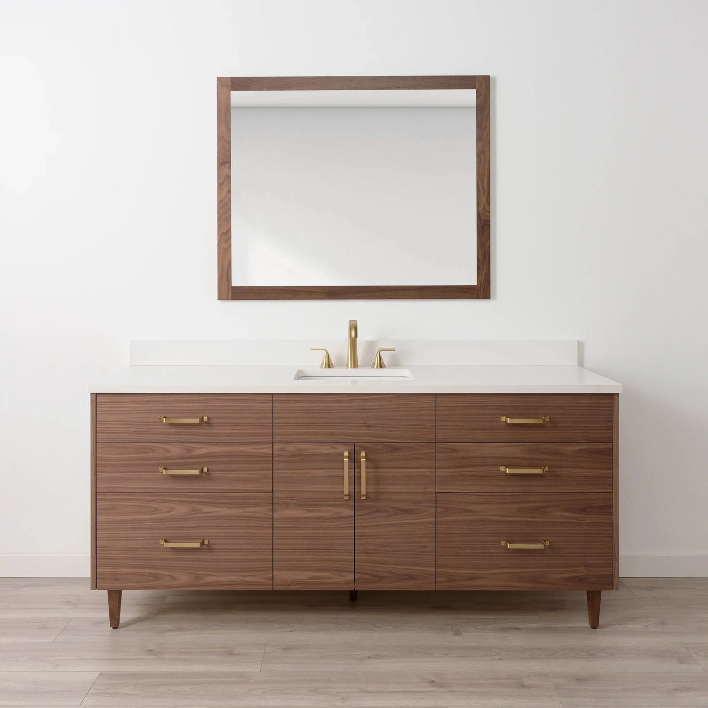 Austin SLIM Stainless 72" American Black Walnut Bathroom Vanity Teodor Bathroom Vanity Canada