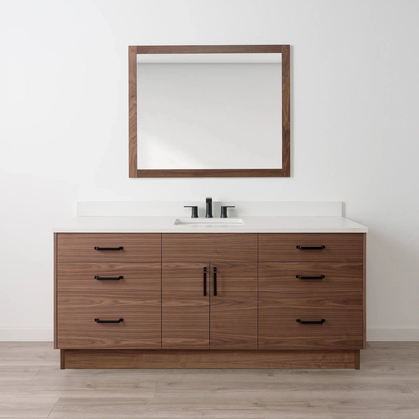 Austin SLIM Stainless 72" American Black Walnut Bathroom Vanity Teodor Bathroom Vanity Canada