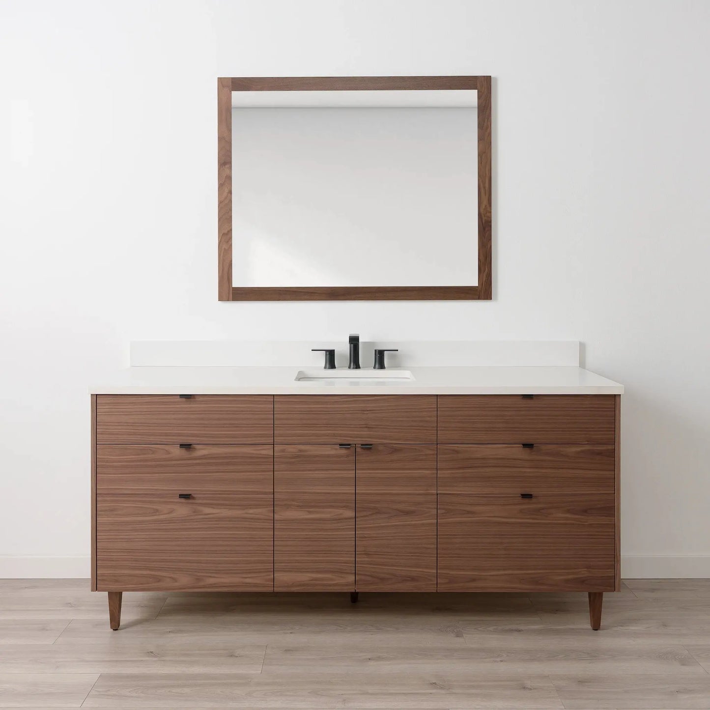 Austin SLIM Stainless 72" American Black Walnut Bathroom Vanity Teodor Bathroom Vanity Canada