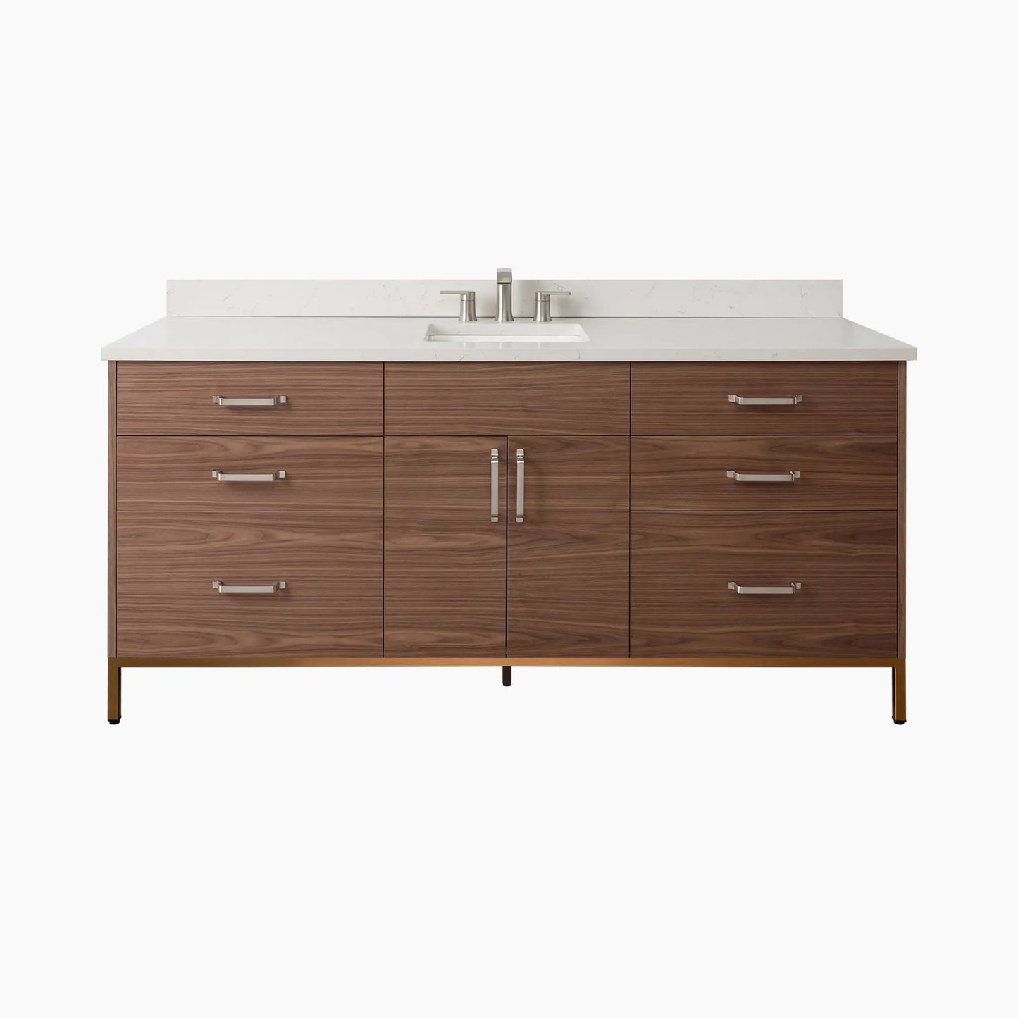 Austin SLIM Stainless 72" American Black Walnut Bathroom Vanity Teodor Bathroom Vanity Canada