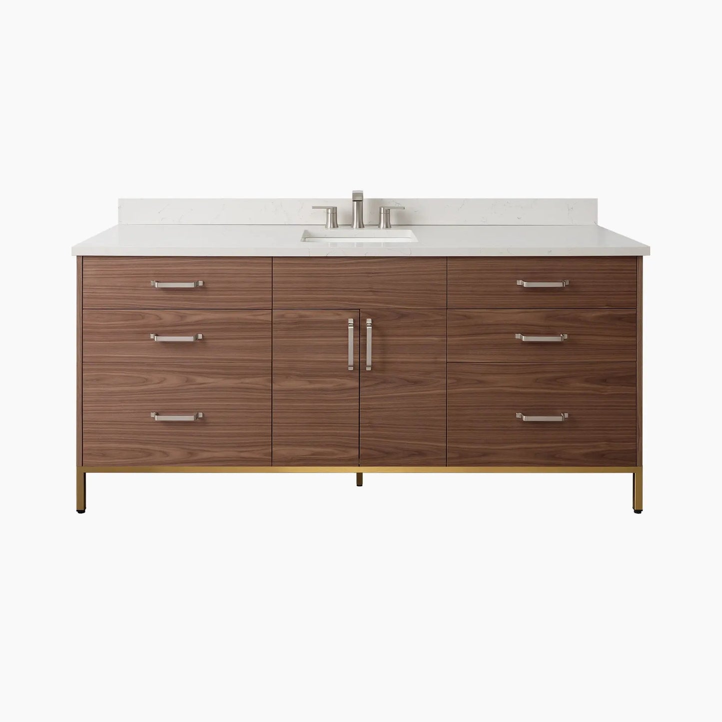 Austin SLIM Stainless 72" American Black Walnut Bathroom Vanity Teodor Bathroom Vanity Canada
