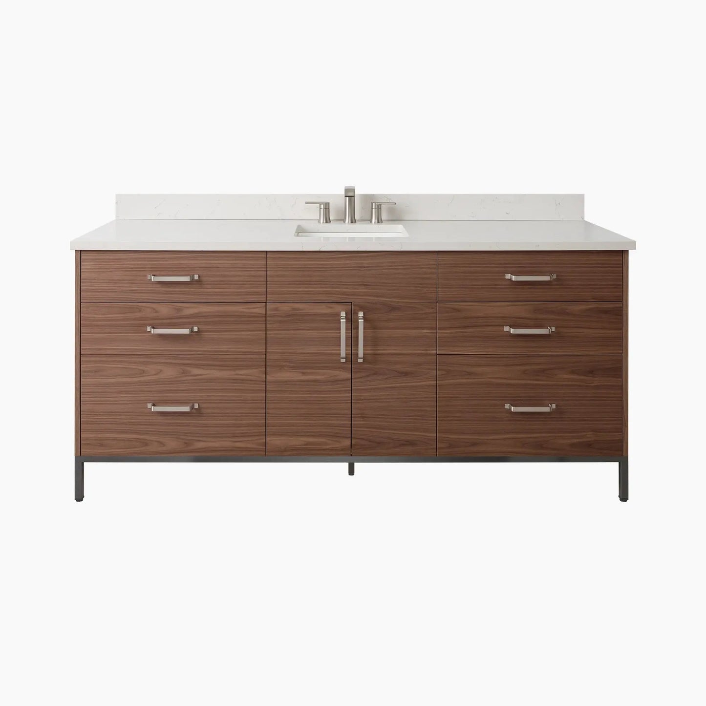 Austin SLIM Stainless 72" American Black Walnut Bathroom Vanity Teodor Bathroom Vanity Canada