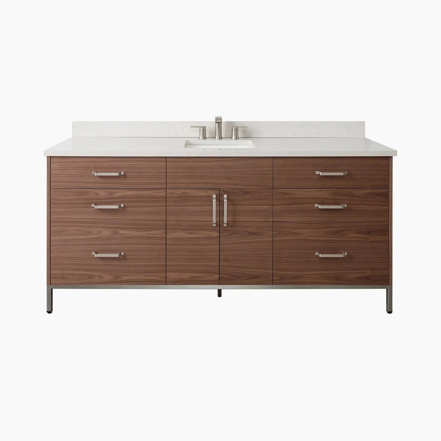 Austin SLIM Stainless 72" American Black Walnut Bathroom Vanity Teodor Bathroom Vanity Canada
