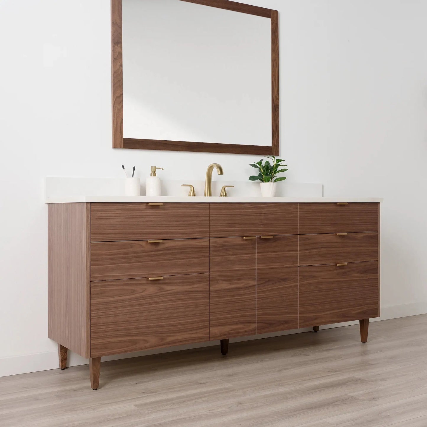 Austin SLIM Stainless 72" American Black Walnut Bathroom Vanity Teodor Bathroom Vanity Canada