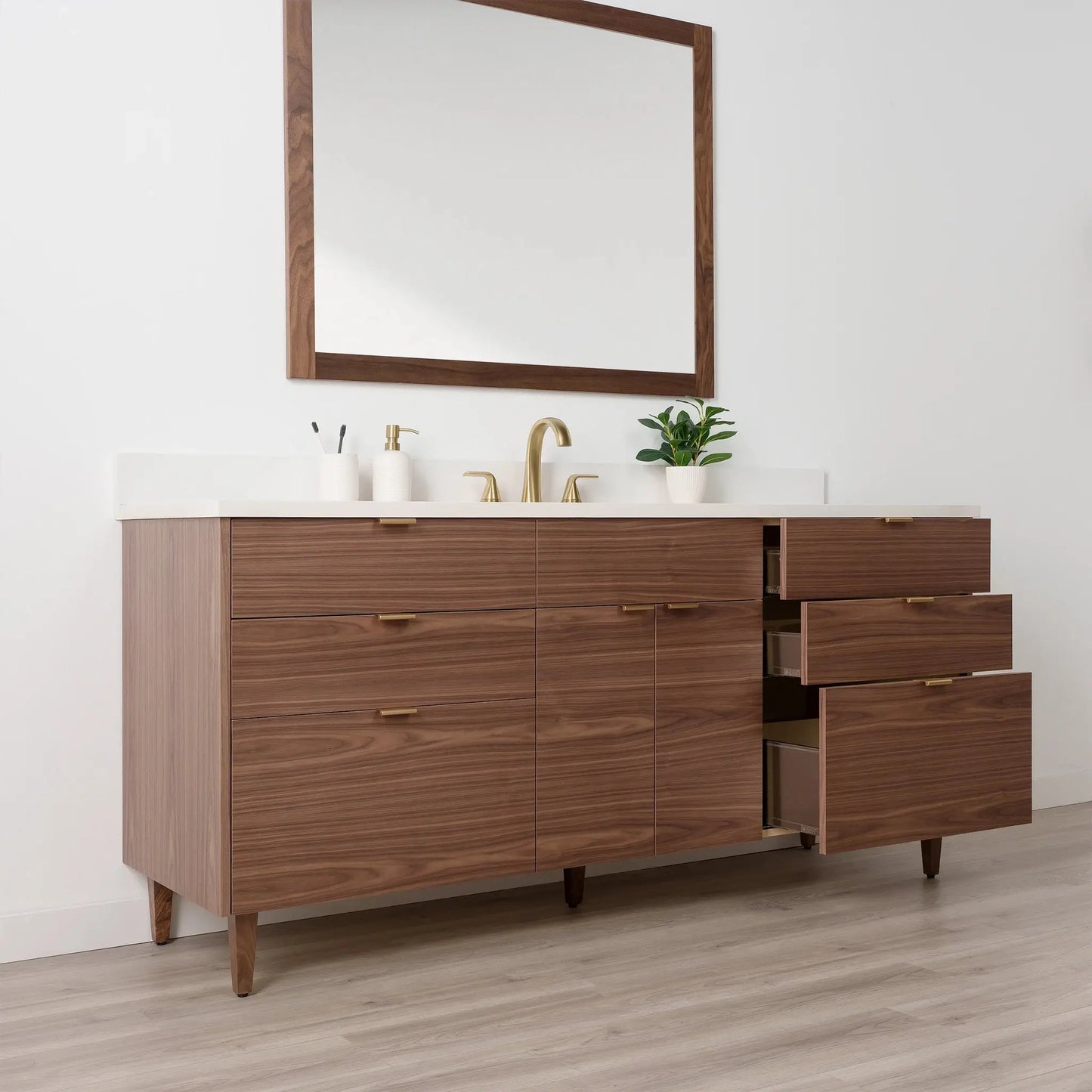Austin SLIM Stainless 72" American Black Walnut Bathroom Vanity Teodor Bathroom Vanity Canada