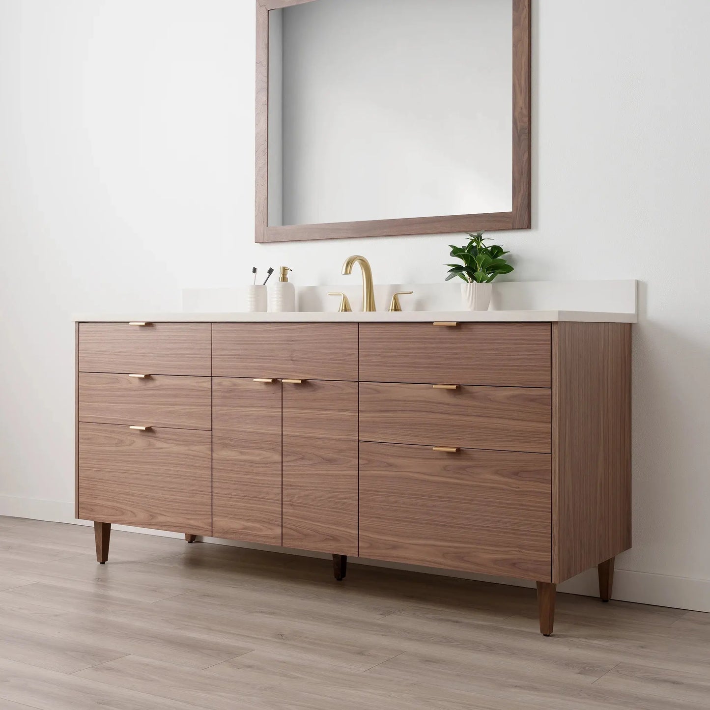 Austin SLIM Stainless 72" American Black Walnut Bathroom Vanity Teodor Bathroom Vanity Canada
