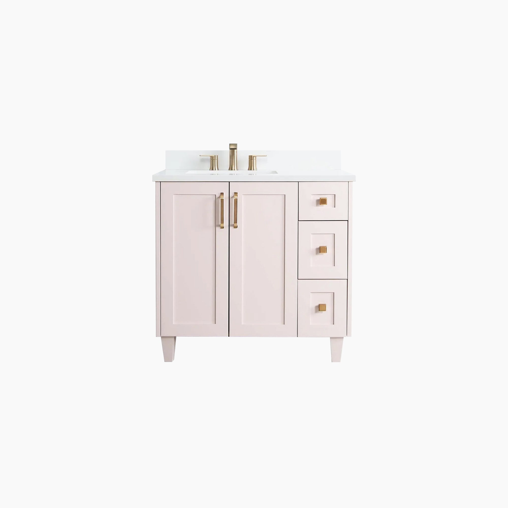 Bridgeport 36 Champagne Pink Bathroom Vanity, Left Sink