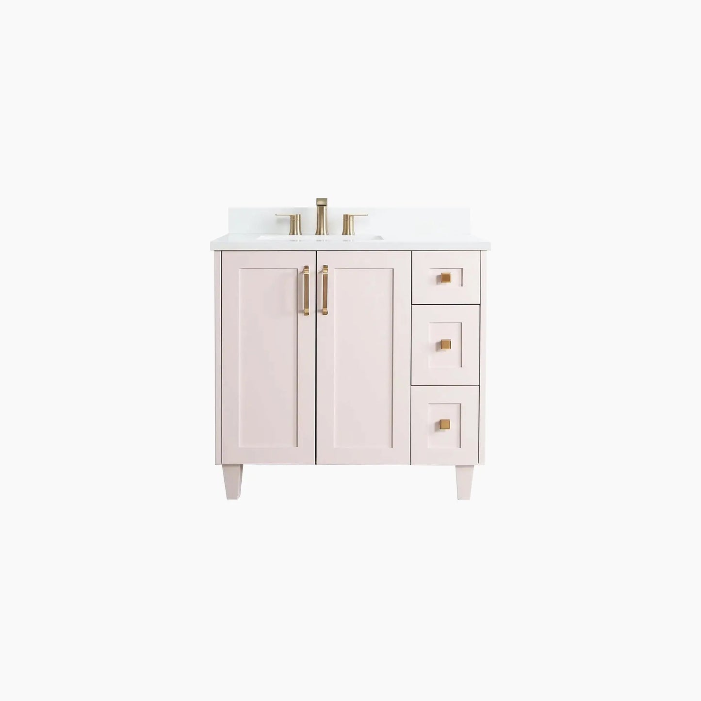 Bridgeport SLIM 36" Champagne Pink Bathroom Vanity, Left Sink Teodor Bathroom Vanity Canada