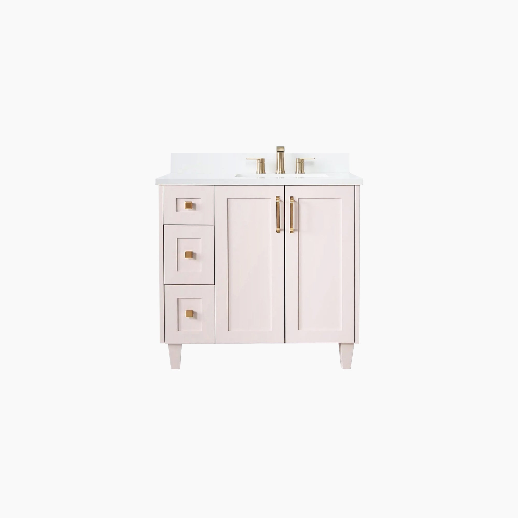 Bridgeport 36 Champagne Pink Bathroom Vanity, Right Sink