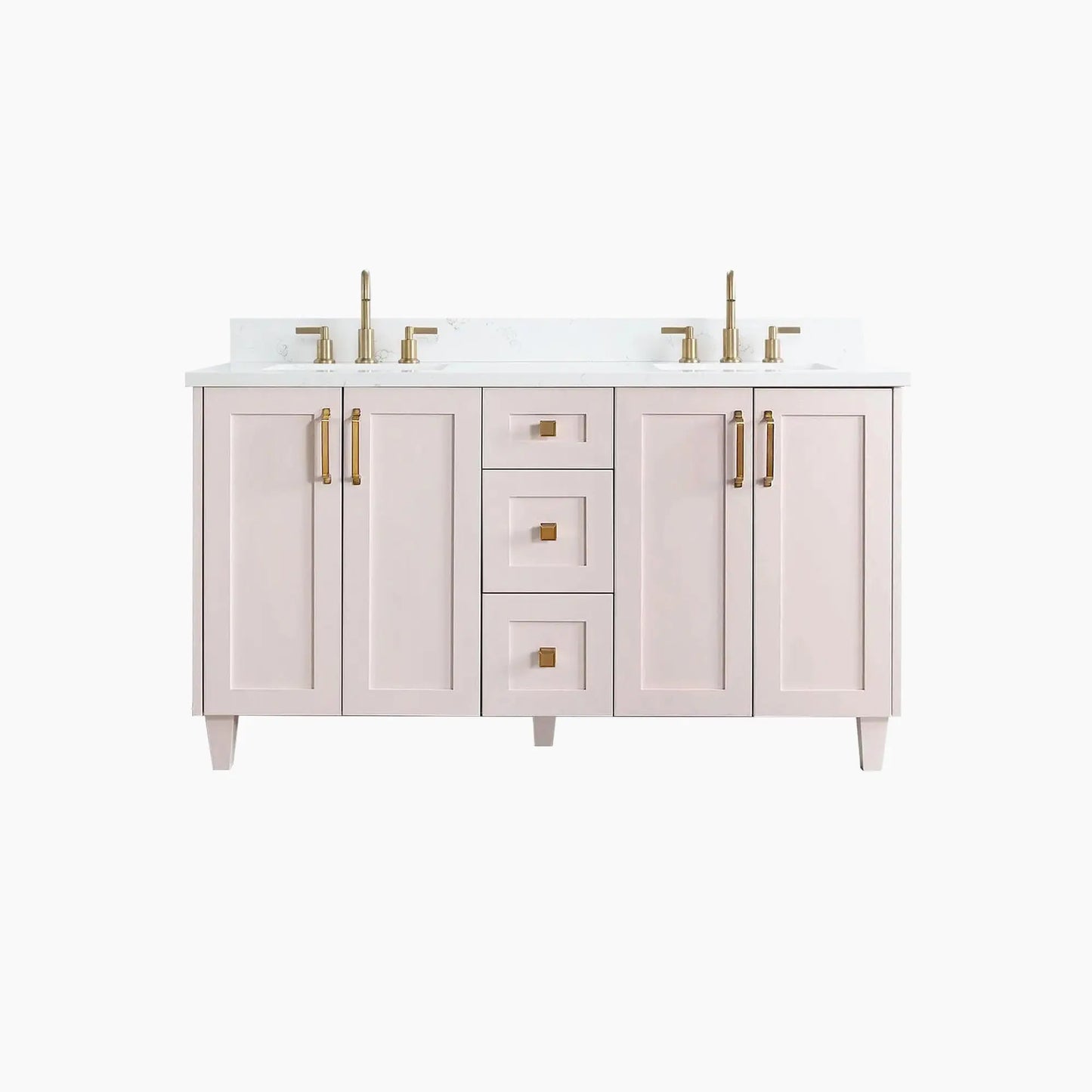 Bridgeport SLIM 60" Champagne Pink Bathroom Vanity, Double Sink Teodor Bathroom Vanity Canada