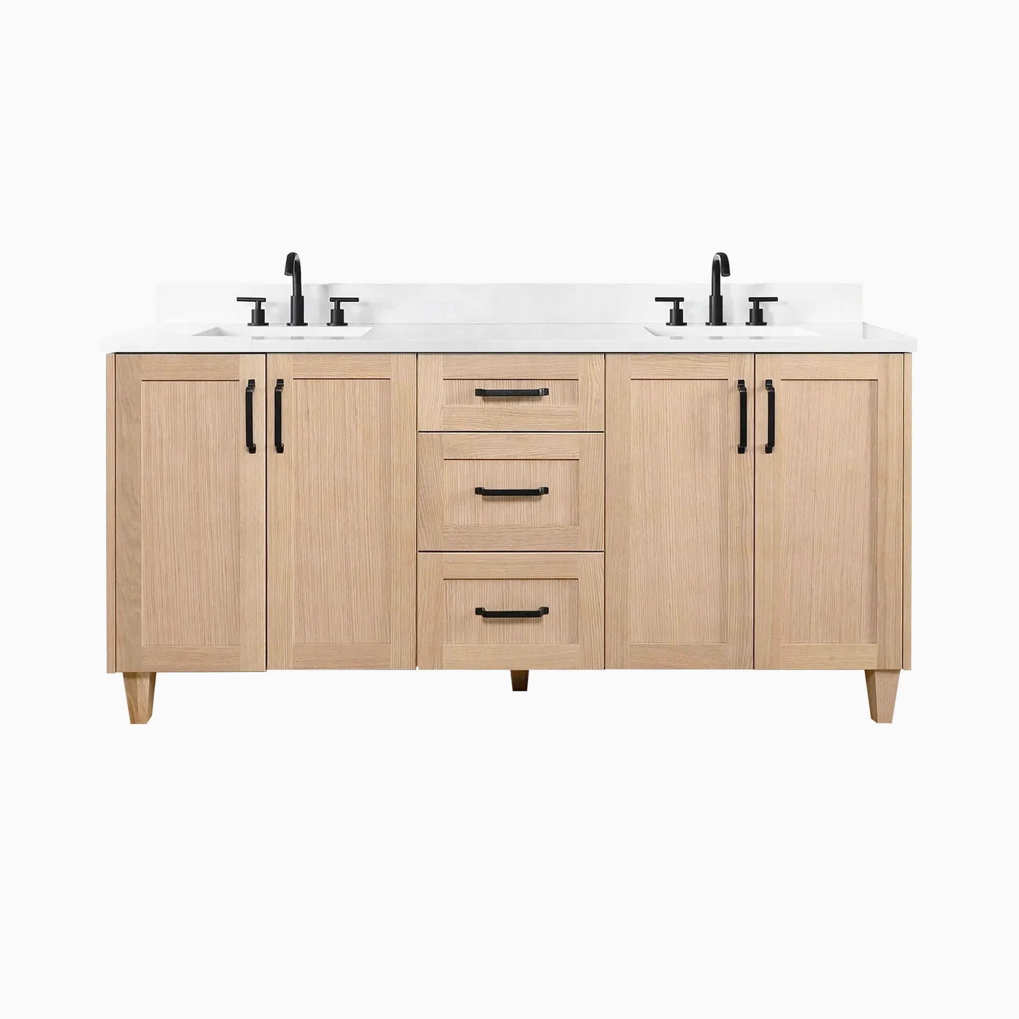 Bridgeport 72 White Oak Bathroom Vanity, Double Sink