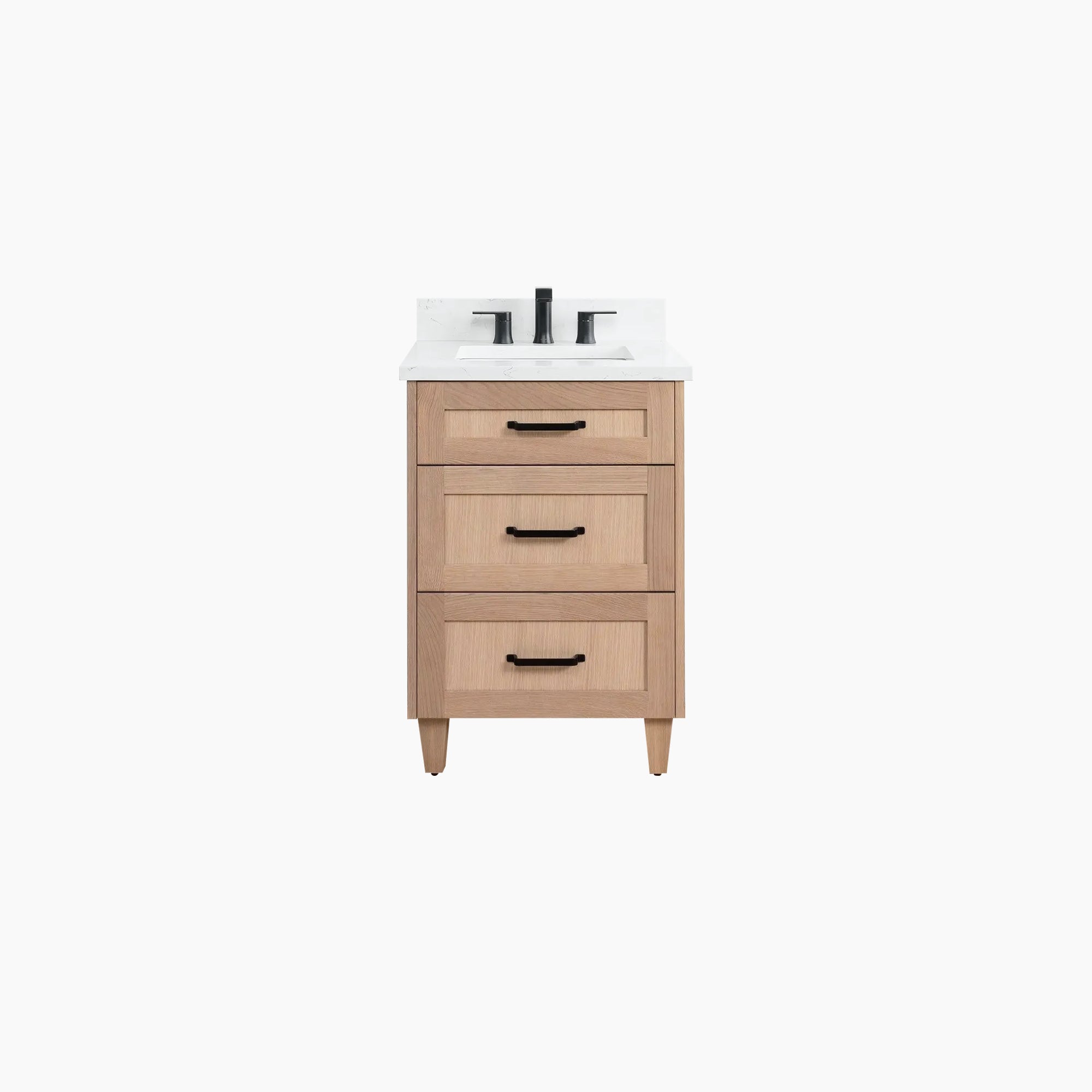 Bridgeport SLIM 24 White Oak Bathroom Vanity w/ Drawers