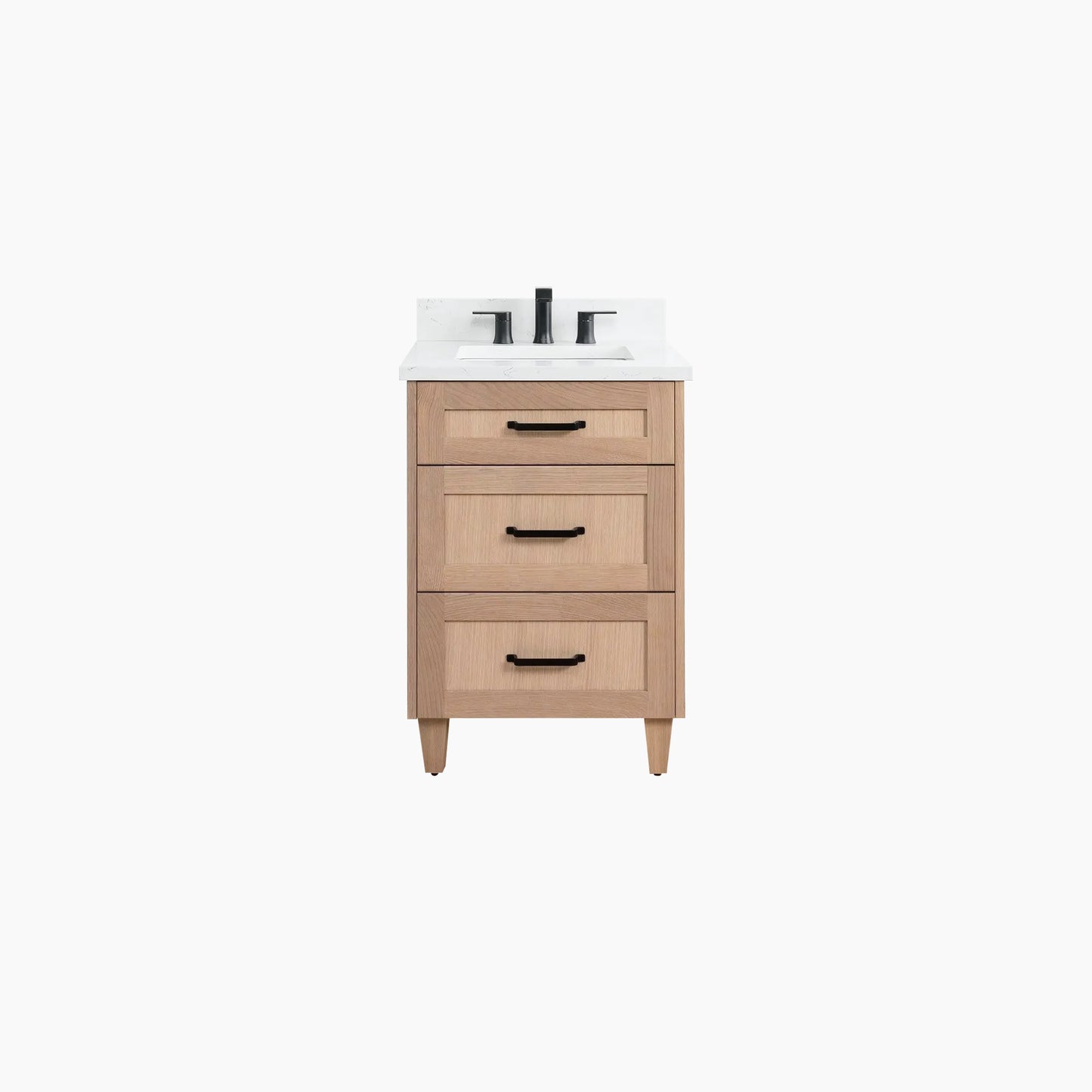 Bridgeport SLIM 24" White Oak Bathroom Vanity - All Drawers