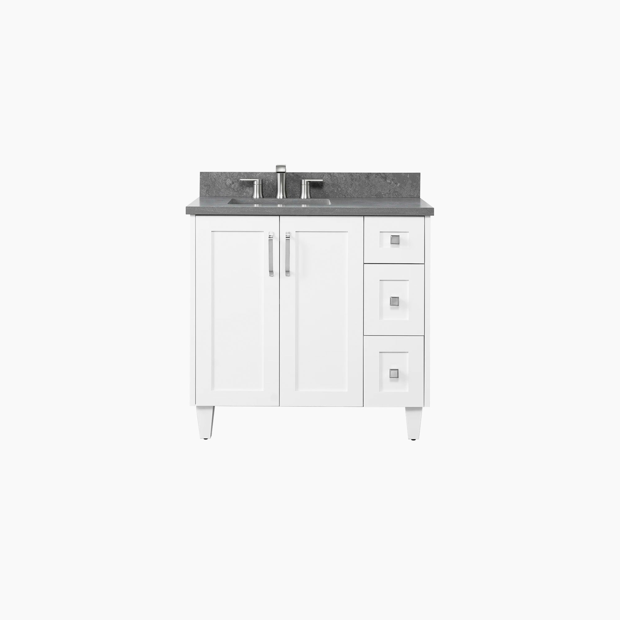 Bridgeport SLIM 36 Satin White Bathroom Vanity, Left Sink