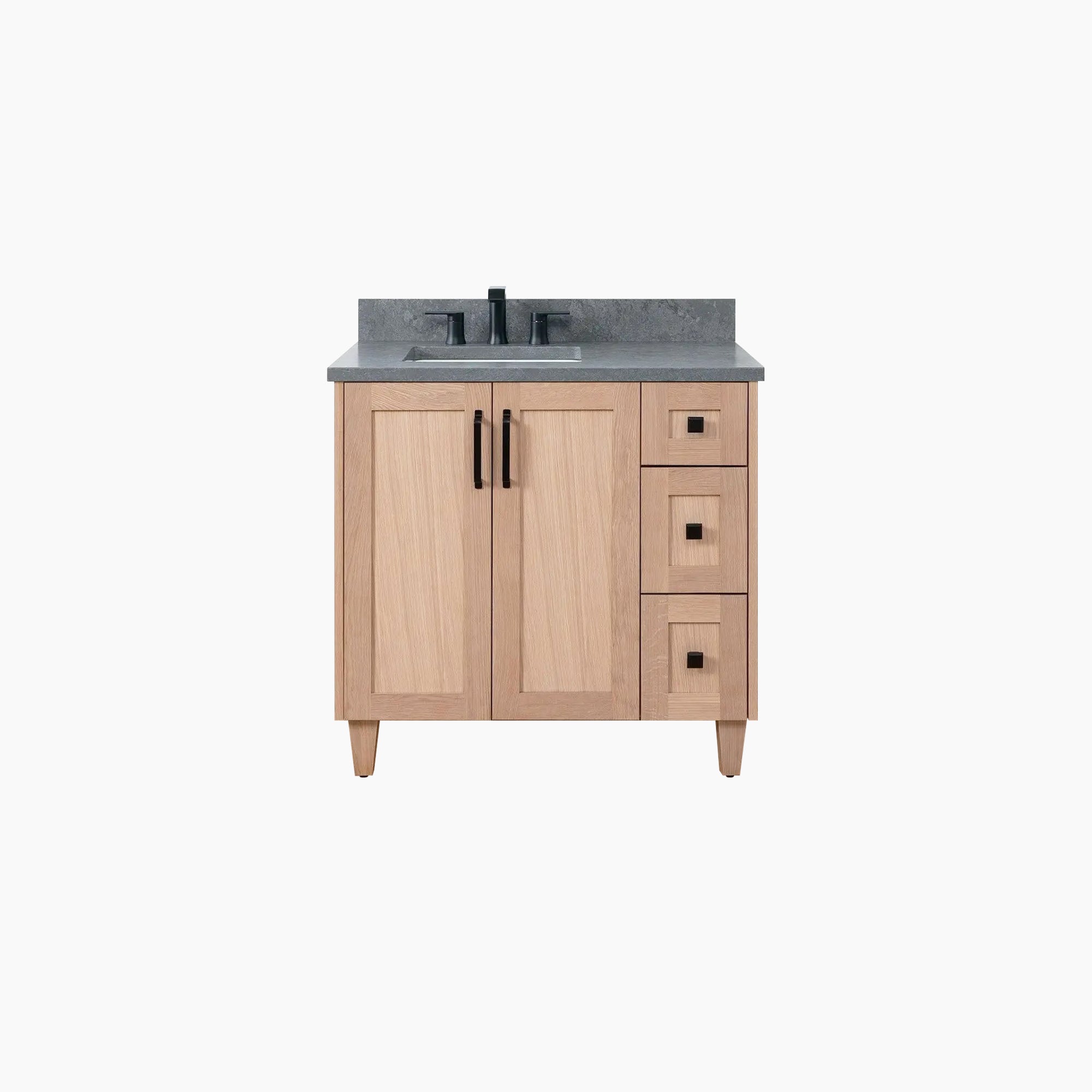 Bridgeport SLIM 36 White Oak Bathroom Vanity, Left Sink