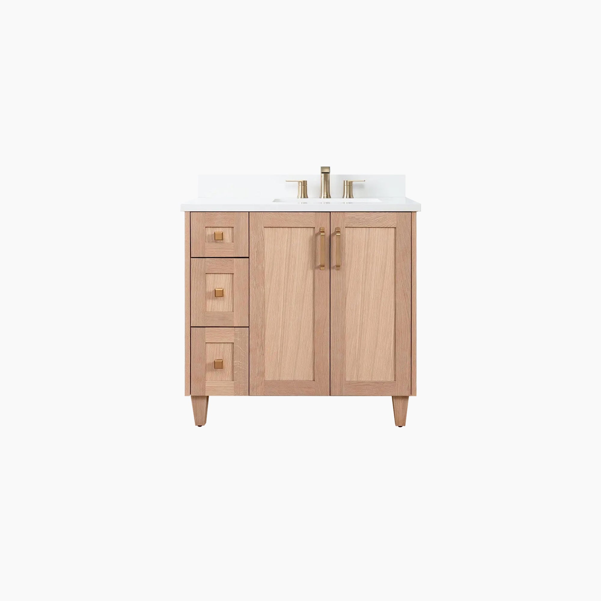 Bridgeport SLIM 36 White Oak Bathroom Vanity, Right Sink