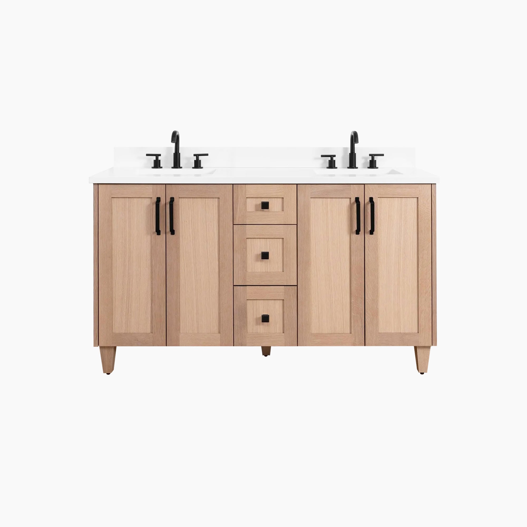 Bridgeport SLIM 60 White Oak Bathroom Vanity, Double Sink