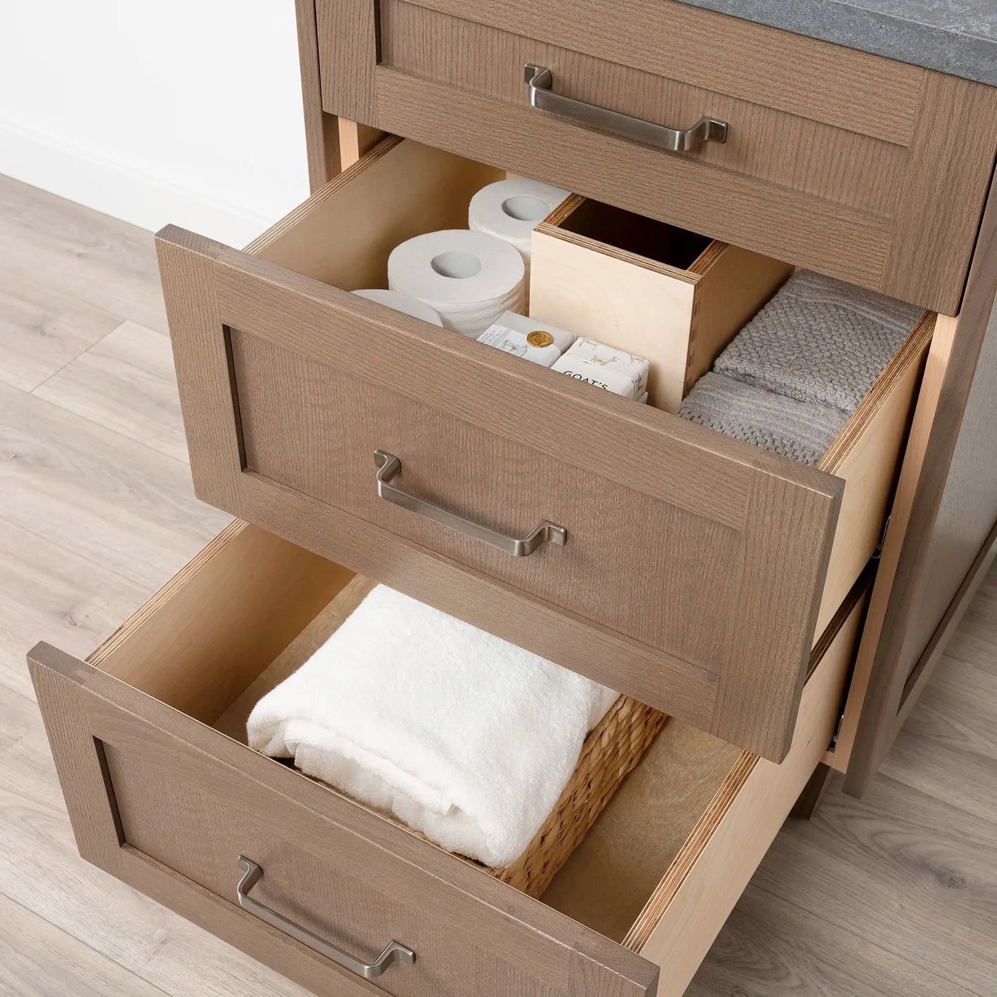 Bridgeport SLIM 24" Almond Coast Bathroom Vanity - All Drawers Teodor Bathroom Vanity Canada