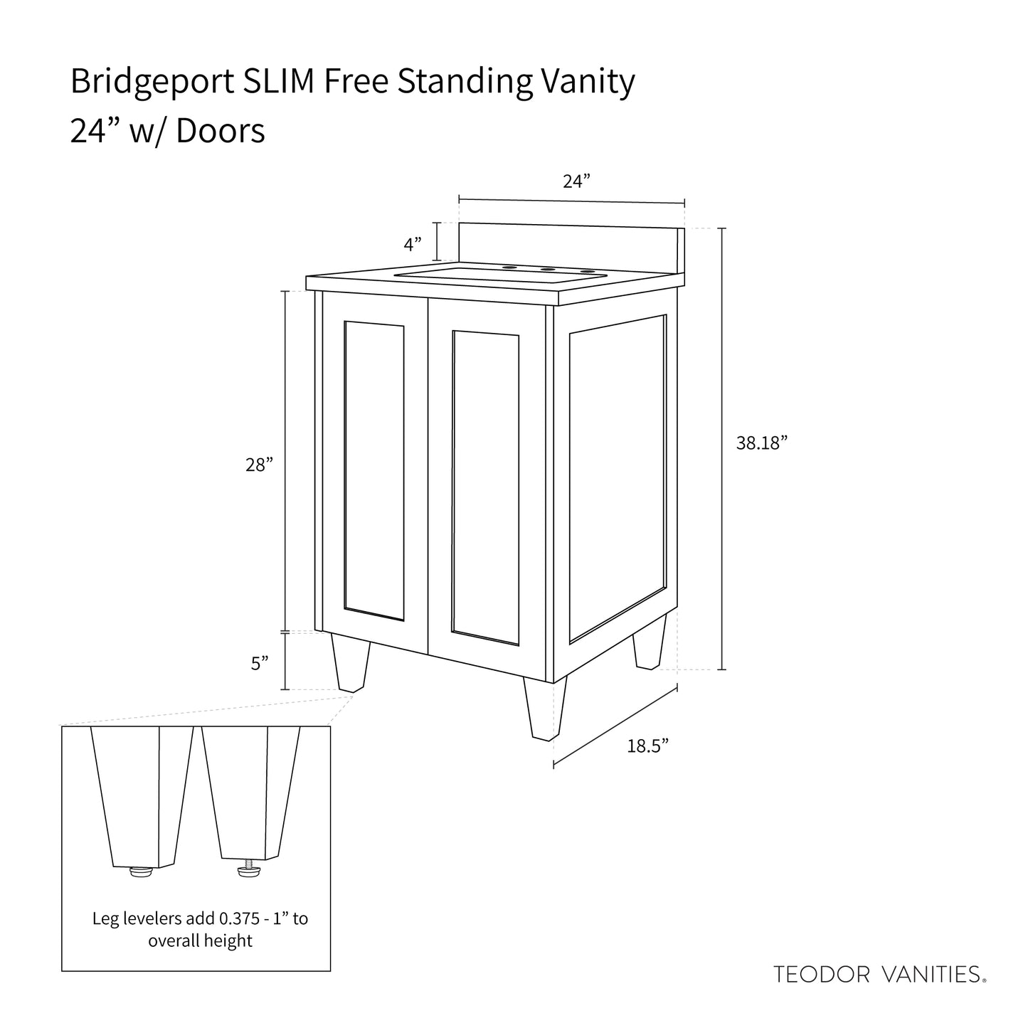 Bridgeport SLIM 24" Satin White Bathroom Vanity