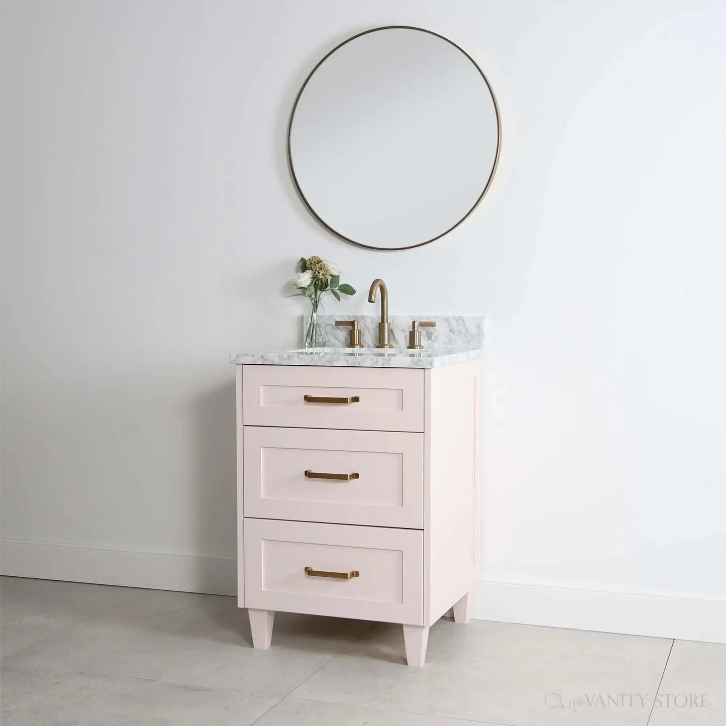 Bridgeport SLIM 24" Champagne Pink Bathroom Vanity - All Drawers Teodor Bathroom Vanity Canada