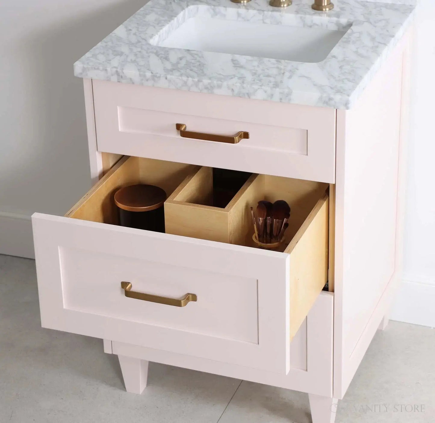 Bridgeport SLIM 24" Champagne Pink Bathroom Vanity - All Drawers Teodor Bathroom Vanity Canada