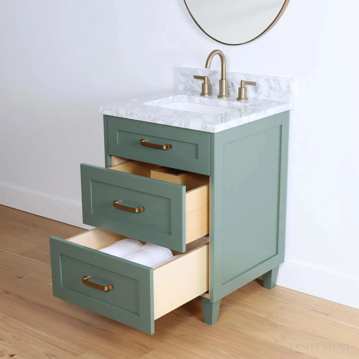 Bridgeport SLIM 24" Sage Green Bathroom Vanity - All Drawers Teodor Bathroom Vanity Canada