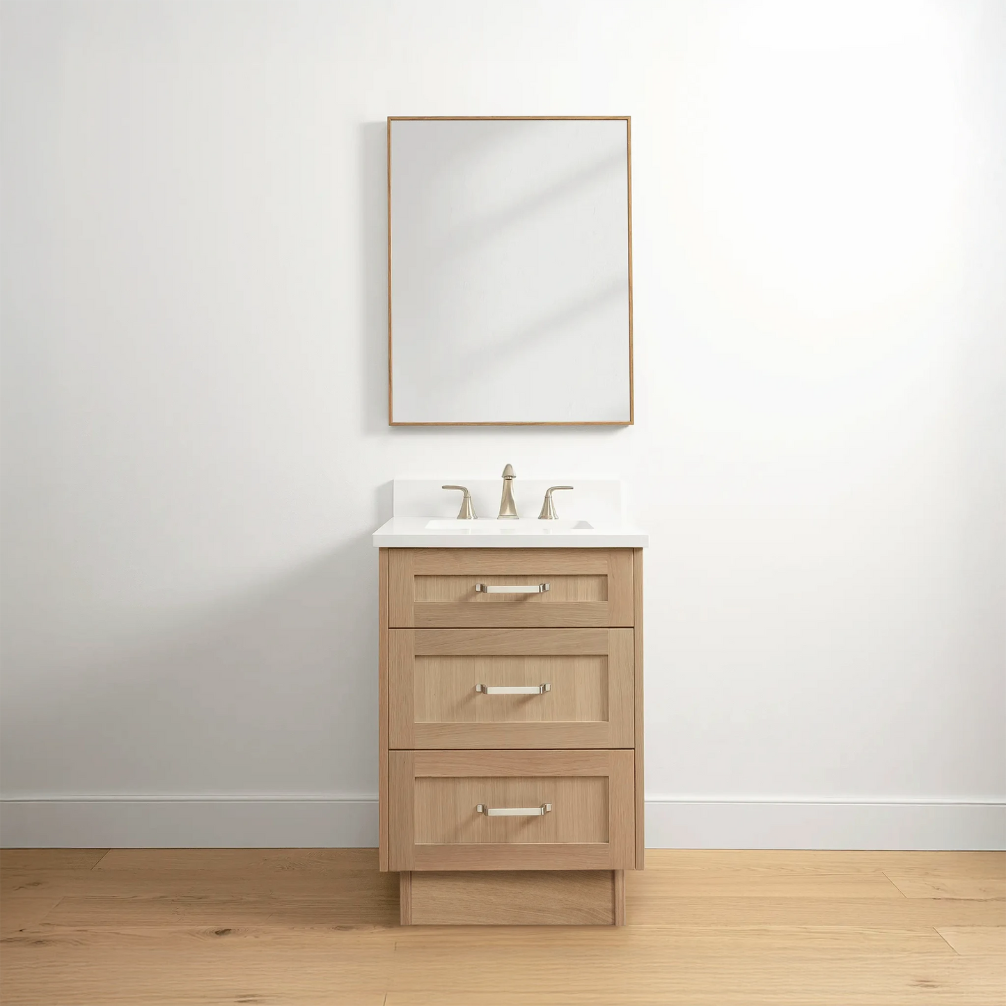Bridgeport SLIM 24" White Oak Bathroom Vanity - All Drawers