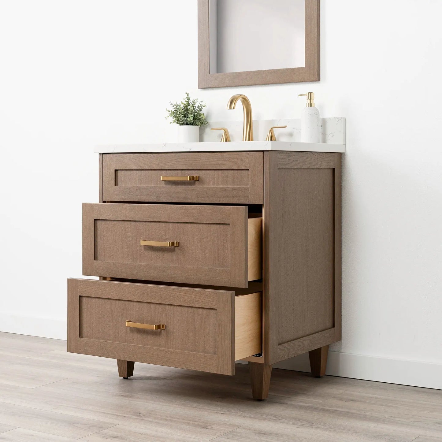 Bridgeport SLIM 30" Almond Coast Bathroom Vanity - All Drawers Teodor Bathroom Vanity Canada