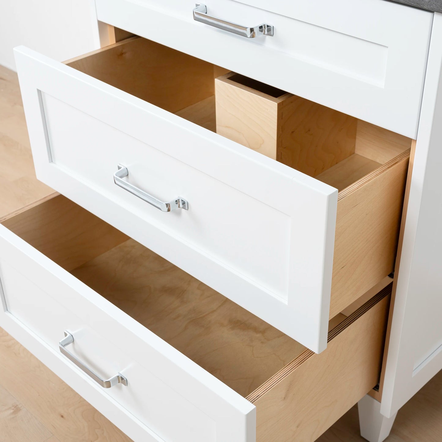 Bridgeport 30" Satin White Bathroom Vanity - All Drawers