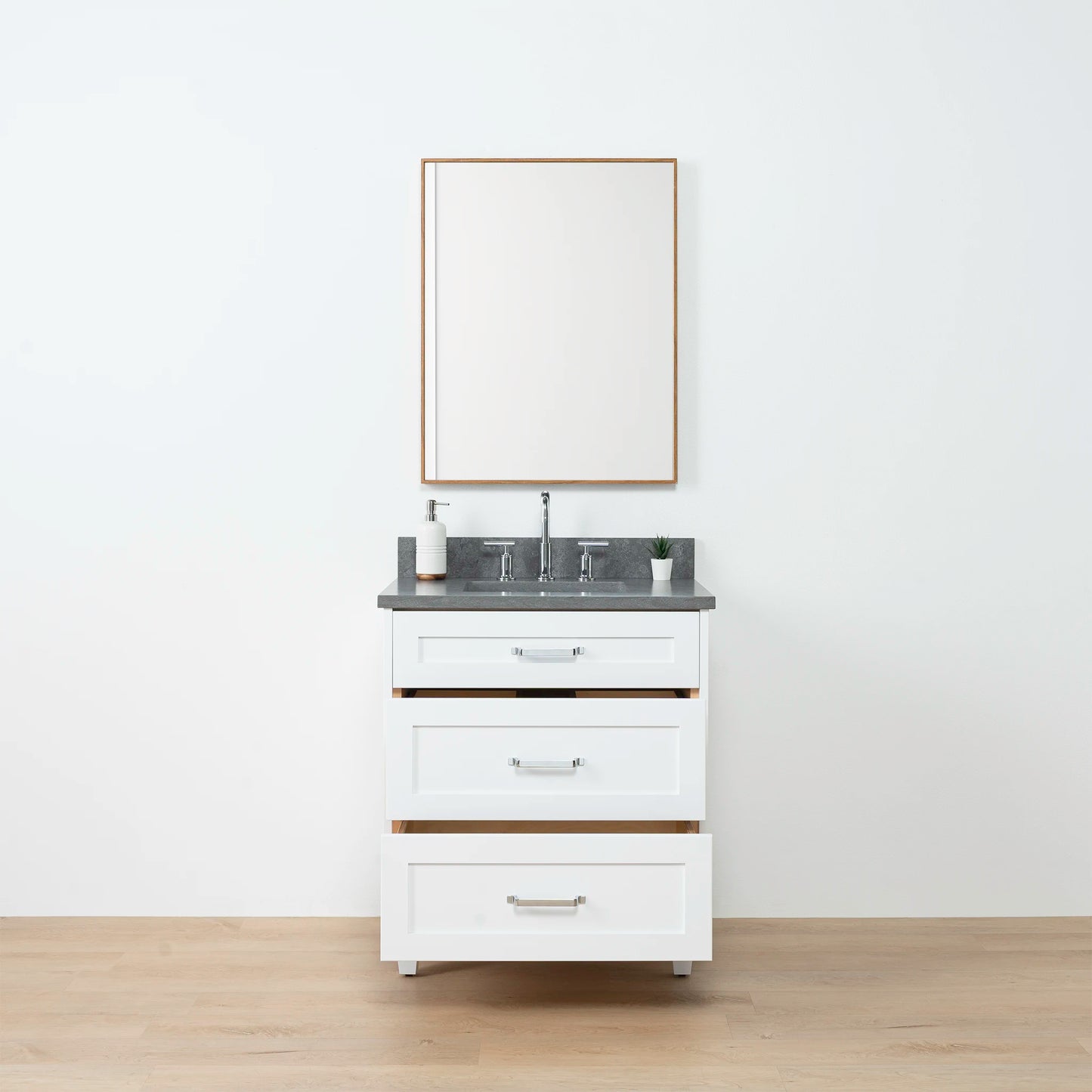 Bridgeport 30" Satin White Bathroom Vanity - All Drawers