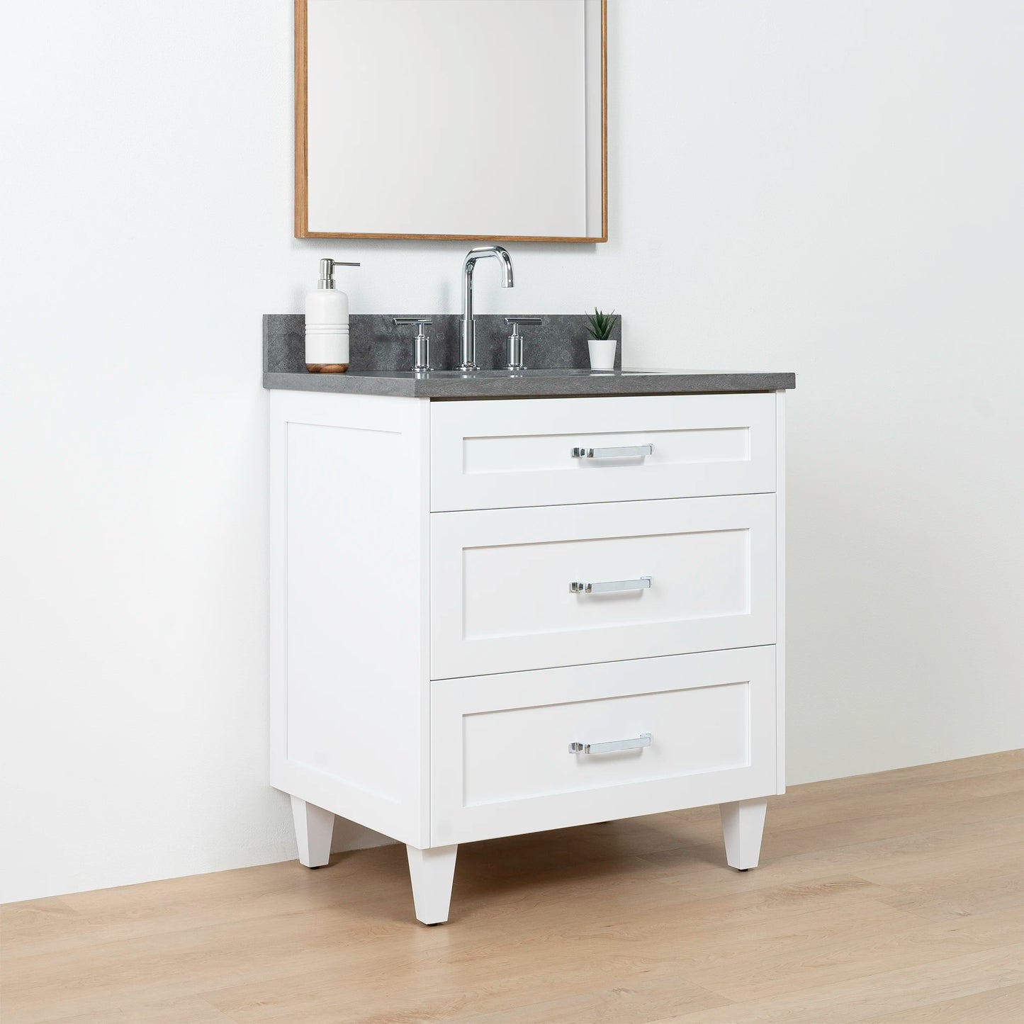 Bridgeport 30" Satin White Bathroom Vanity - All Drawers