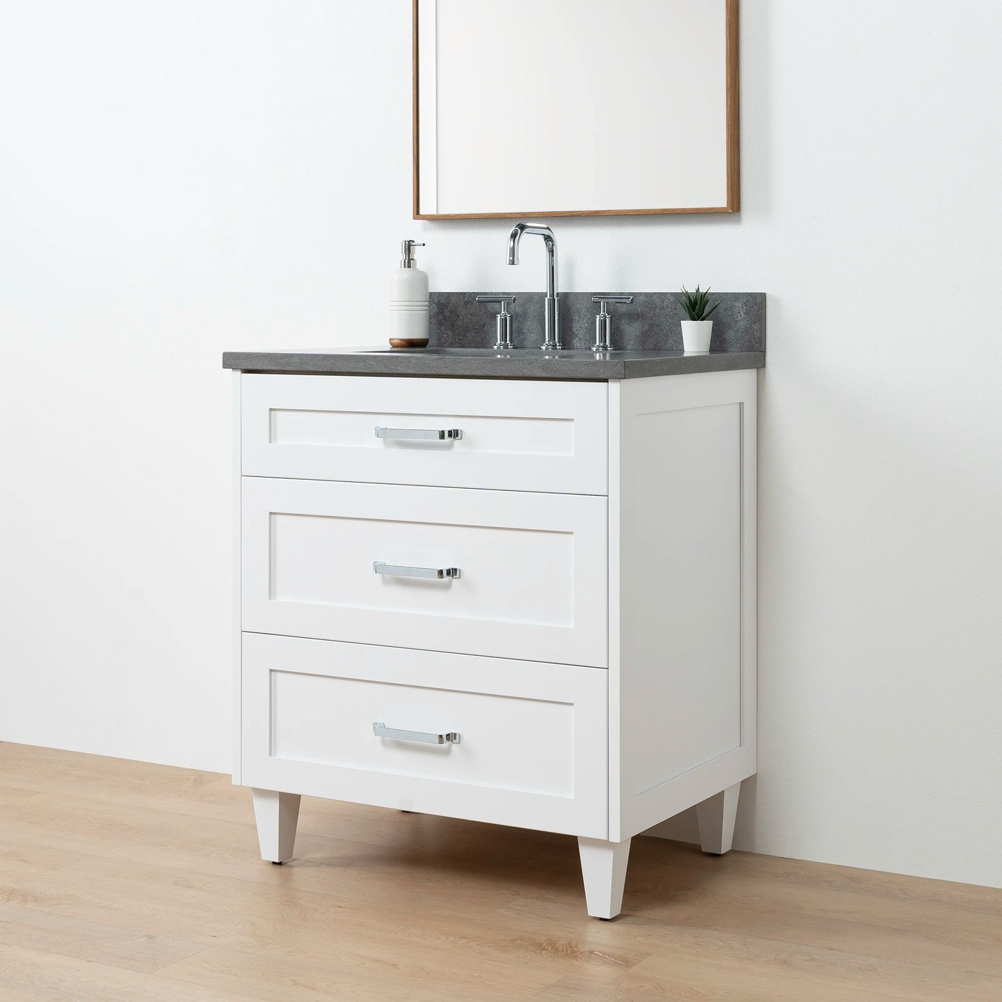 Bridgeport 30" Satin White Bathroom Vanity - All Drawers