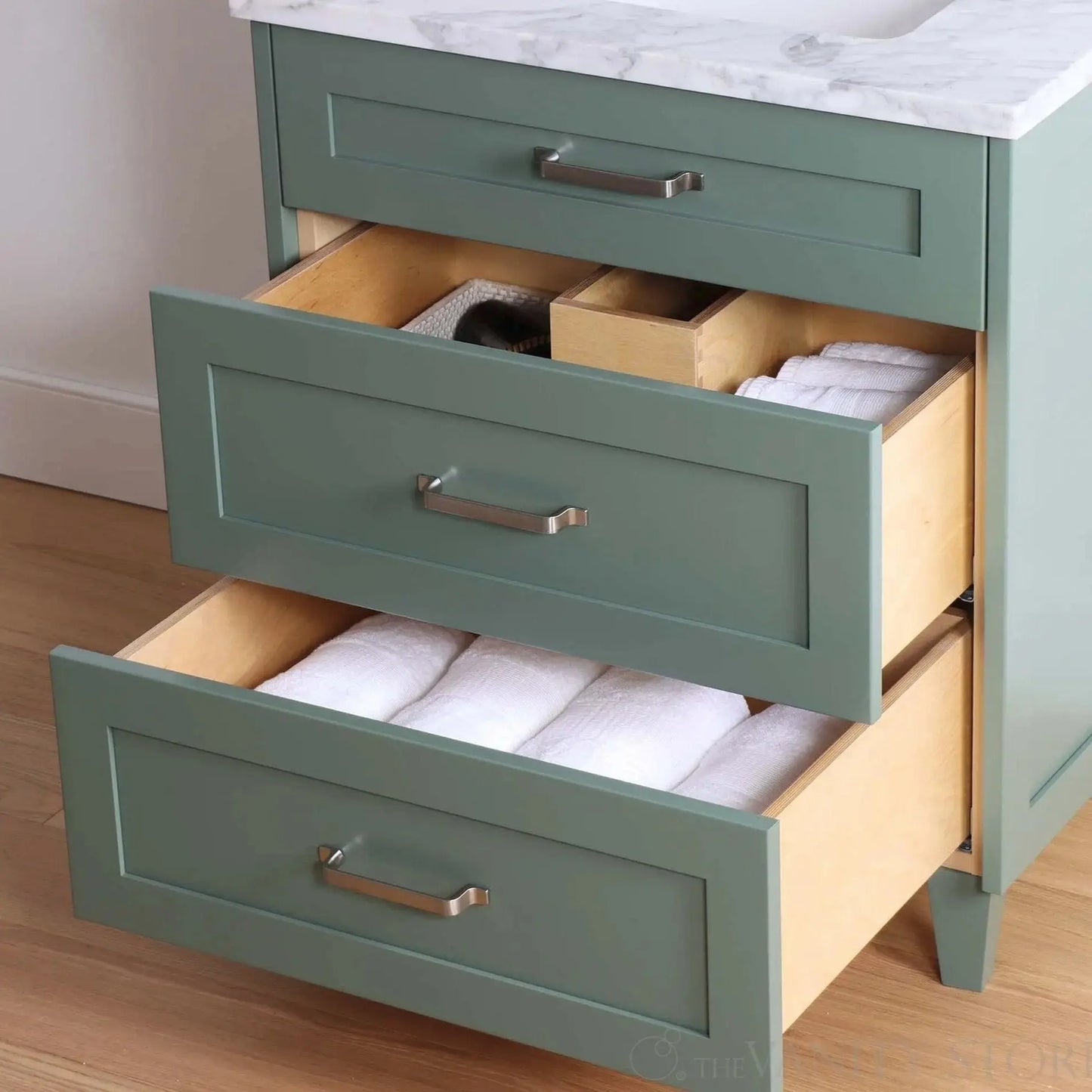 Bridgeport SLIM 30" Sage Green Bathroom Vanity - All Drawers Teodor Bathroom Vanity Canada