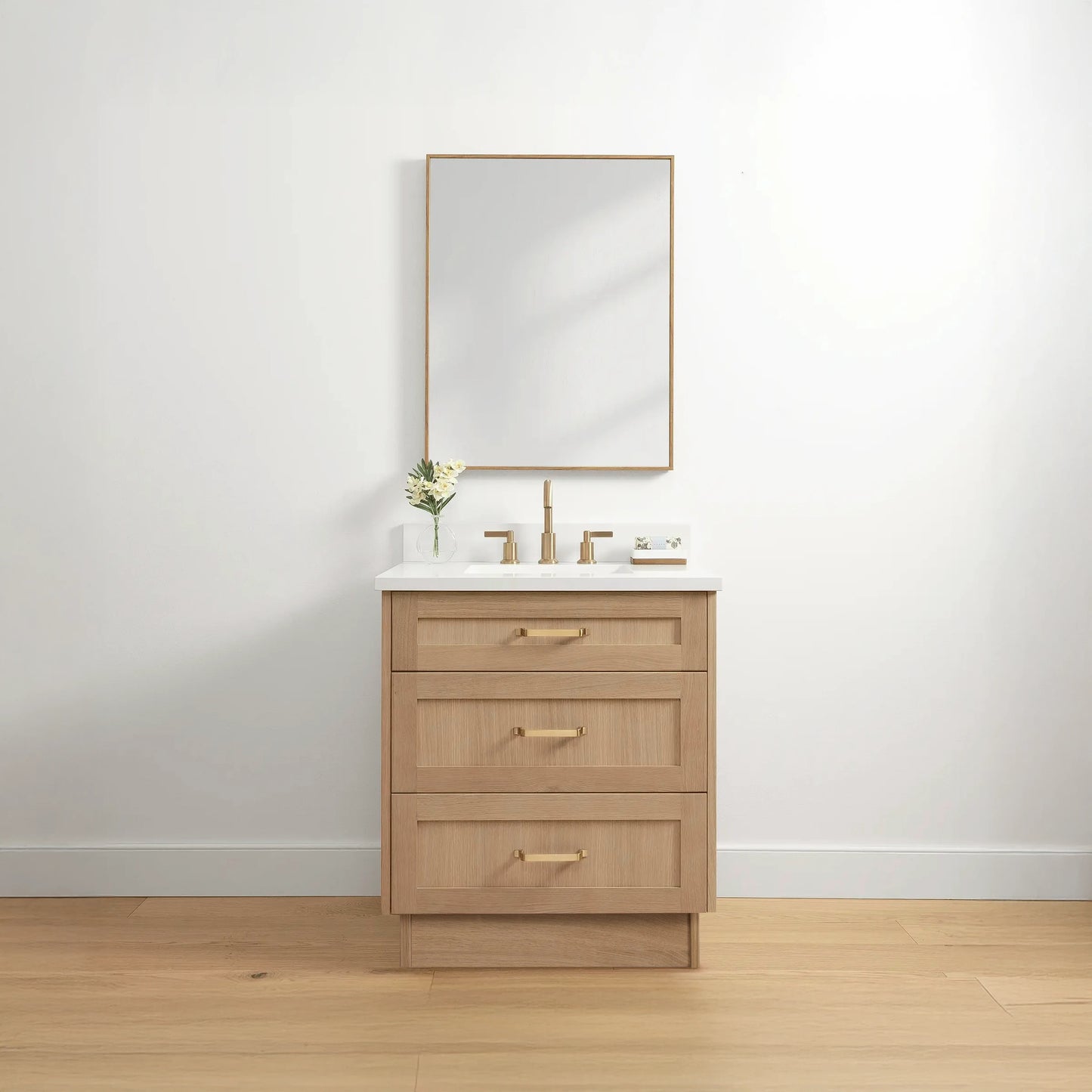 Bridgeport SLIM 30" White Oak Bathroom Vanity - All Drawers