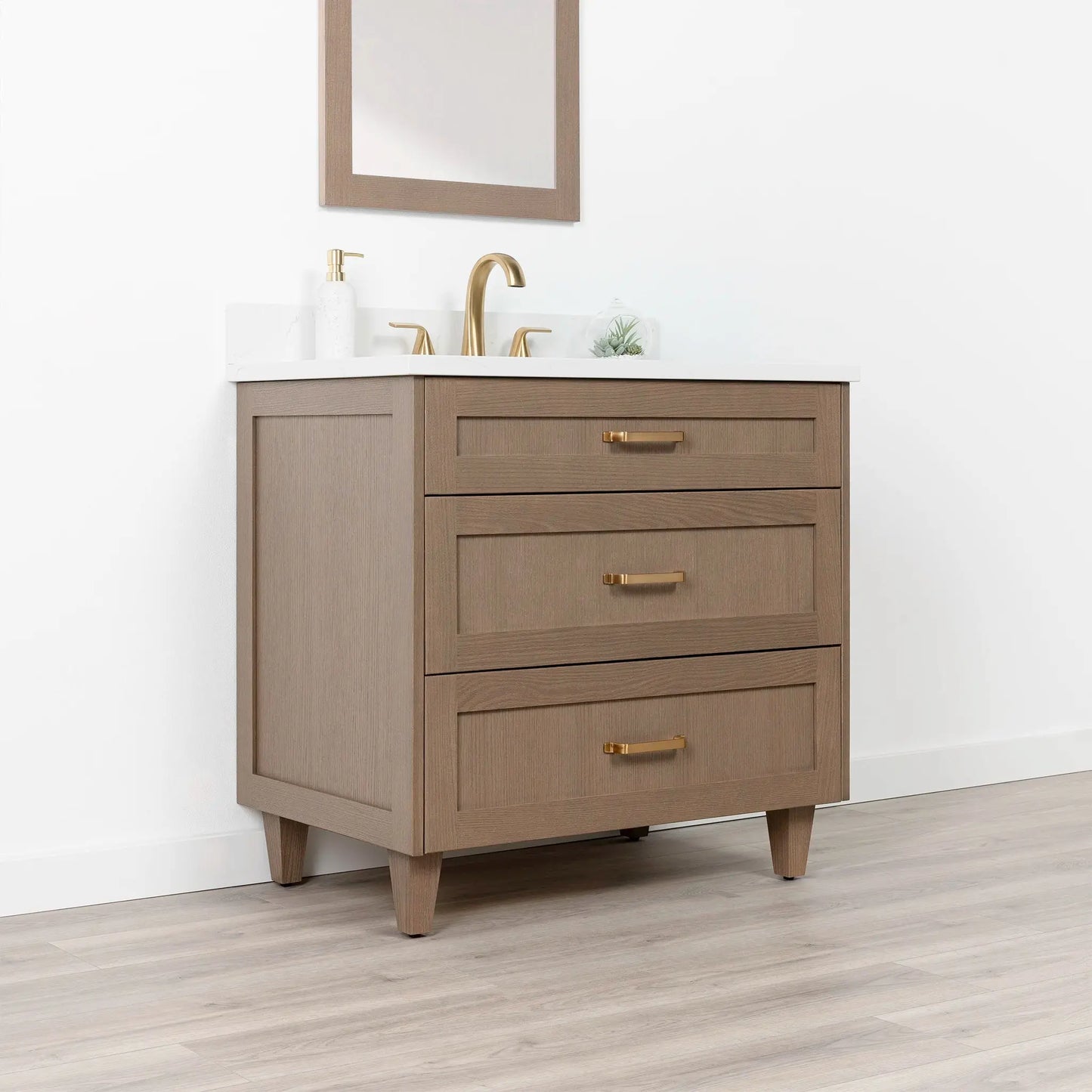 Bridgeport SLIM 36" Almond Coast Bathroom Vanity - All Drawers Teodor Bathroom Vanity Canada