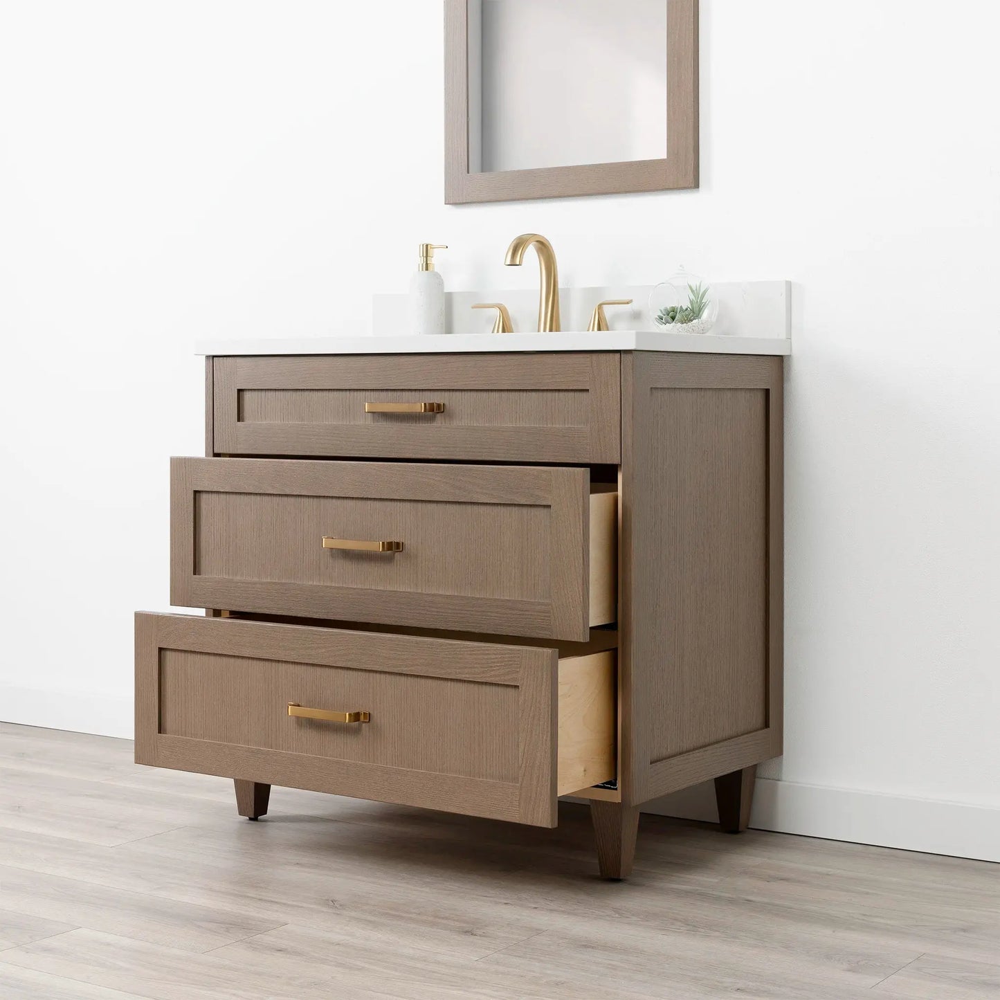 Bridgeport SLIM 36" Almond Coast Bathroom Vanity - All Drawers Teodor Bathroom Vanity Canada